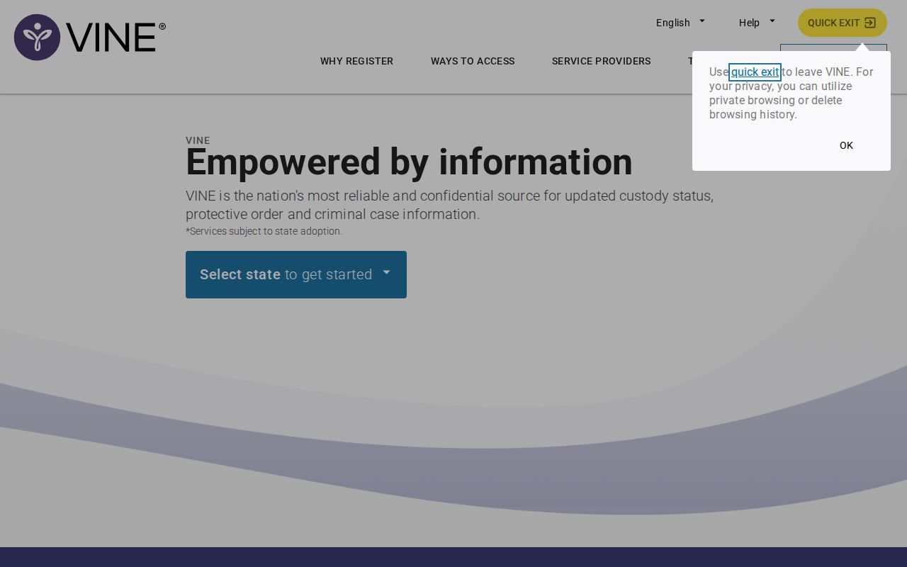 King County VINELink inmate check on the Texas VINE portal